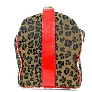 Vintage Fendi Leopard Red limited edition rare bag gold satchel tote